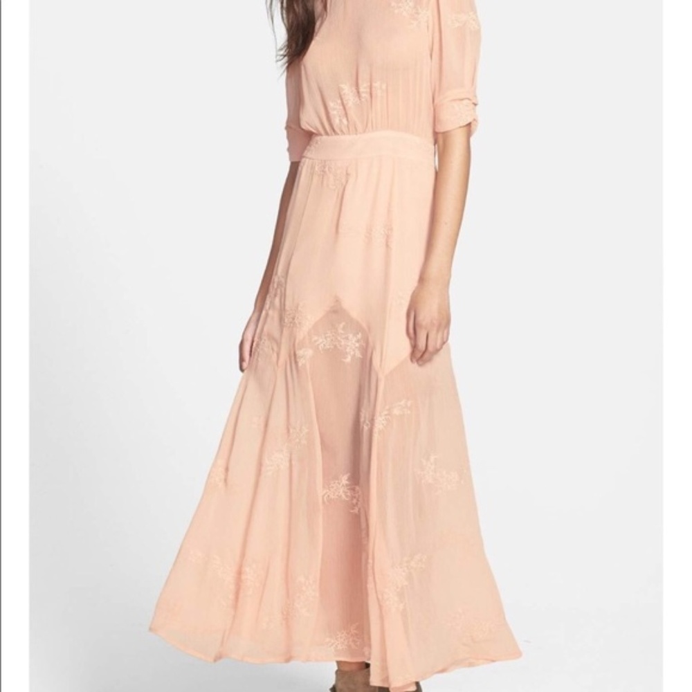 June & Hudson Embroidered Maxi Dress Sheer